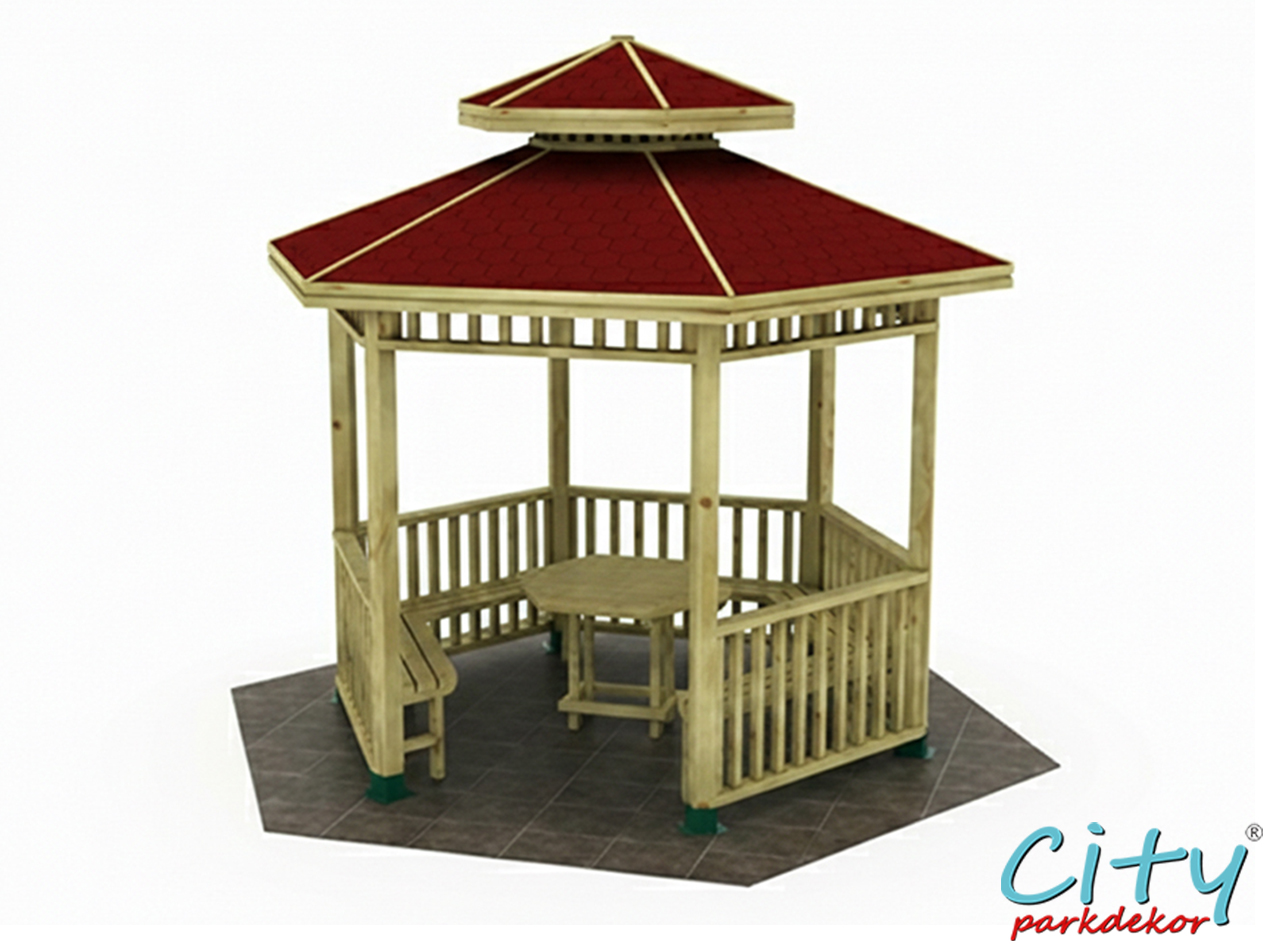 04 - 70126 - Ahşap Mini Altıgen Kameriye 250(L)x250(W)