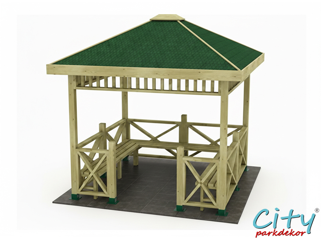  03 - 70125 - Ahşap Mini Kare Kameriye 250(L)X250(W)