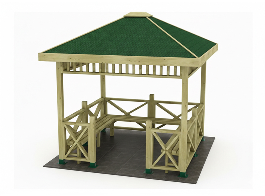  03 - 70125 - Ahşap Mini Kare Kameriye 250(L)X250(W)