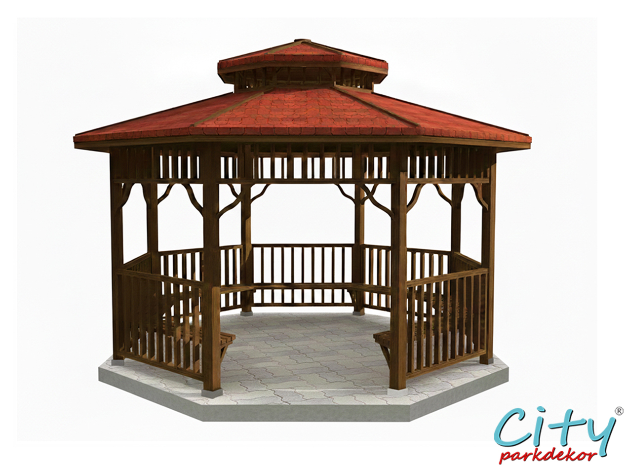 10 - 70164 - Ahşap Sekizgen Gazebo 400(L)x400(W)x330(H)