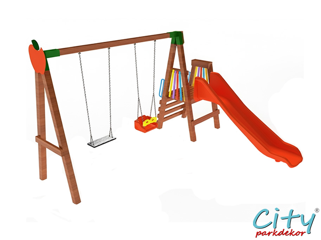 10 - 30672 İkili Salıncaklı Kaydırak Seti