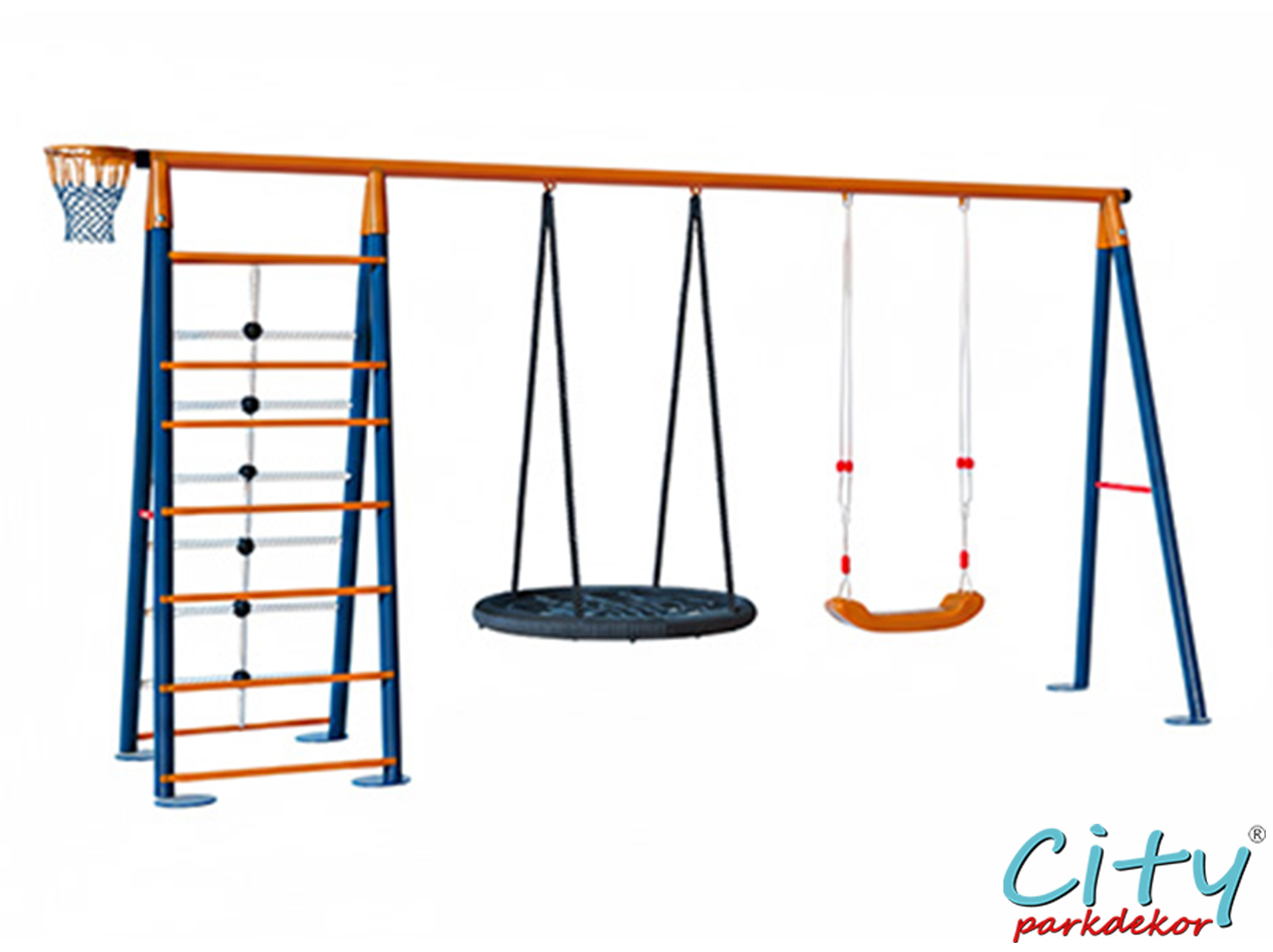 07 - 30718 - Metal Tırmanmalı Bahçe Çocuk ve Bebek Salıncak Seti