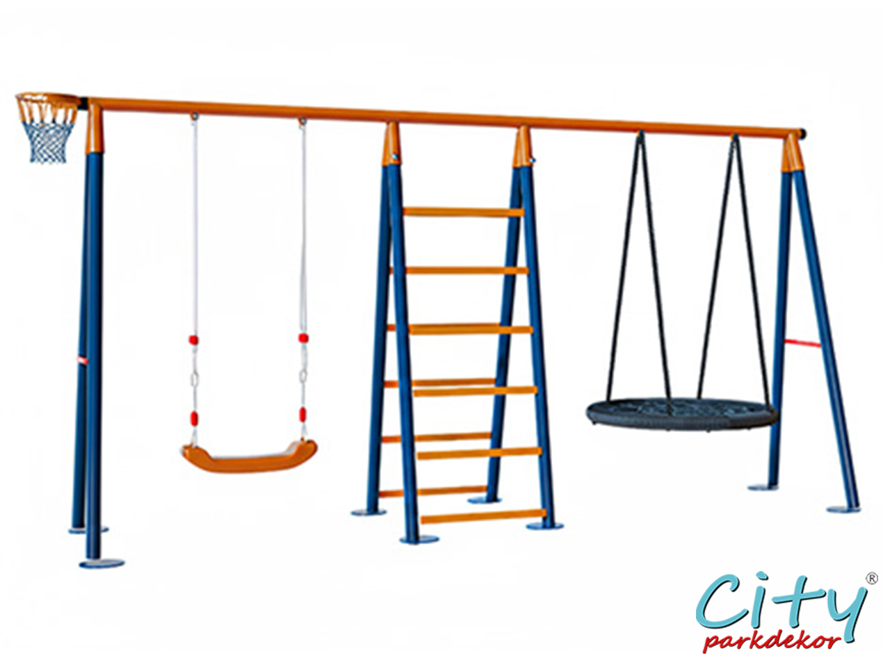 08 - 30719-Metal Tırmanmalı Bahçe Çocuk ve Bebek Salıncak Seti