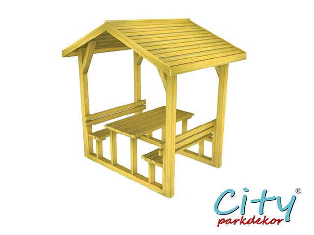 06 - 70410 Çatılı Piknik Masası (Ahşap) 210(L)x195(W)x250(H)