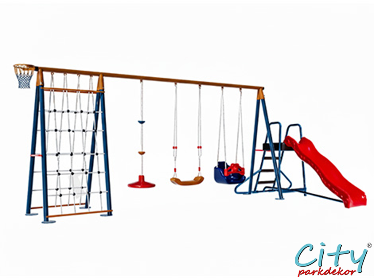 10-30723- İp Tırmanmalı Çoklu Bahçe Kaydırak Salıncak Seti
