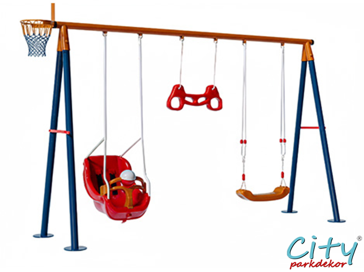 05 - 30716 - Metal Üçlü Bahçe Çocuk ve Bebek Salıncak Seti