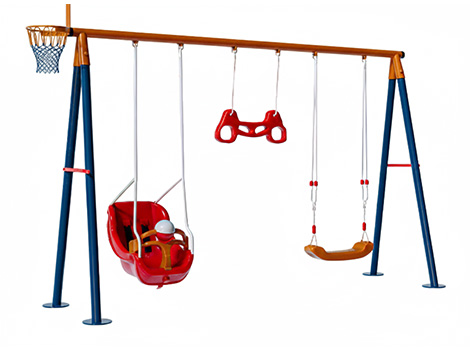 05 - 30716 - Metal Üçlü Bahçe Çocuk ve Bebek Salıncak Seti