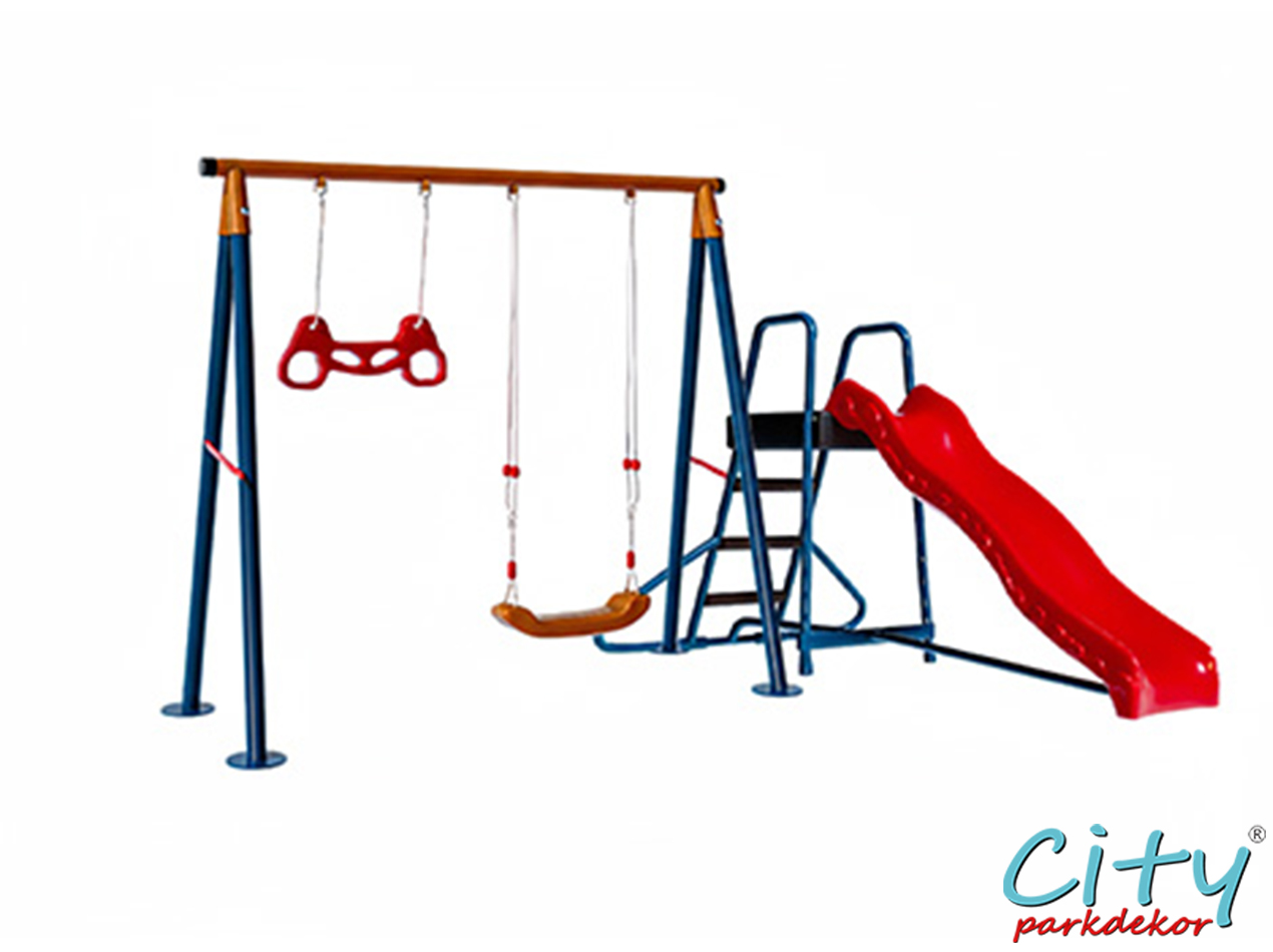 04 - 30714 - Komando İkili Bahçe Kaydırak Salıncak Seti