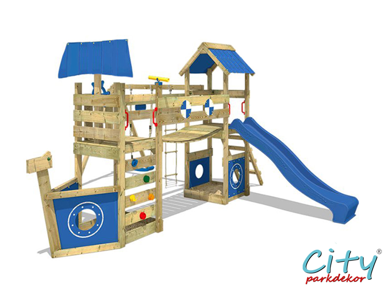 20 - 30692 Ahşap Kaydıraklı Tırmanmalı Oyun Evi